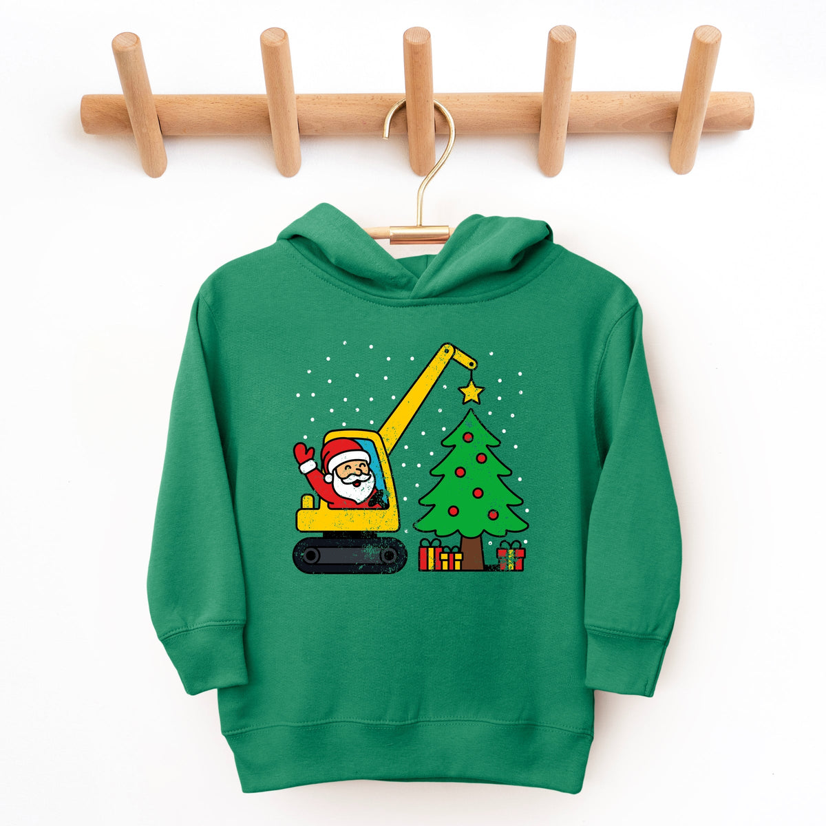Santa Excavator Distressed - Toddler Hoodie