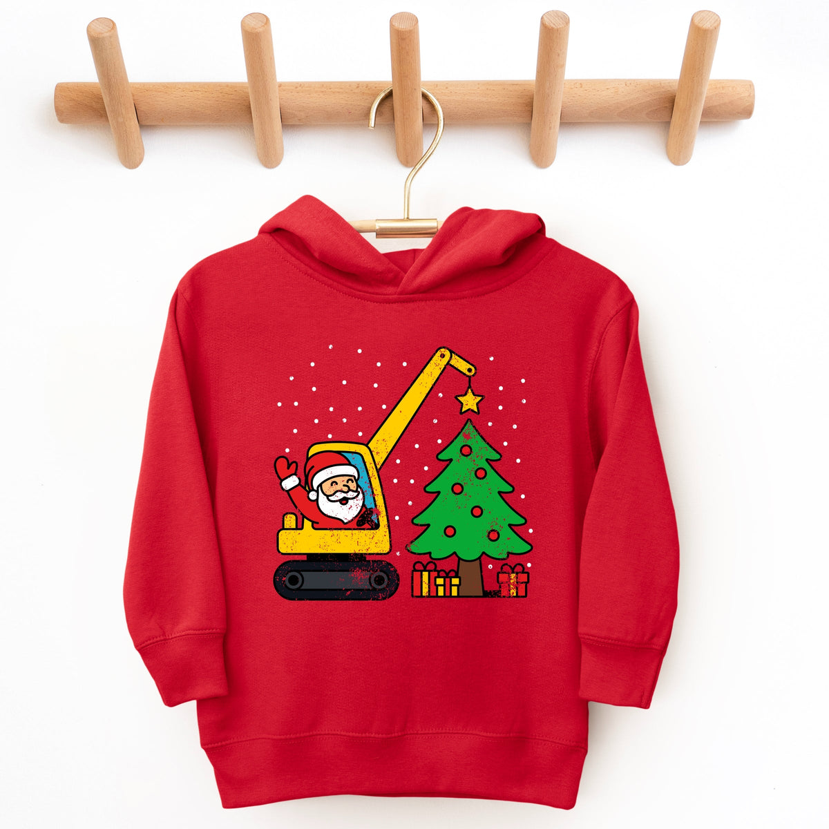 Santa Excavator Distressed - Toddler Hoodie