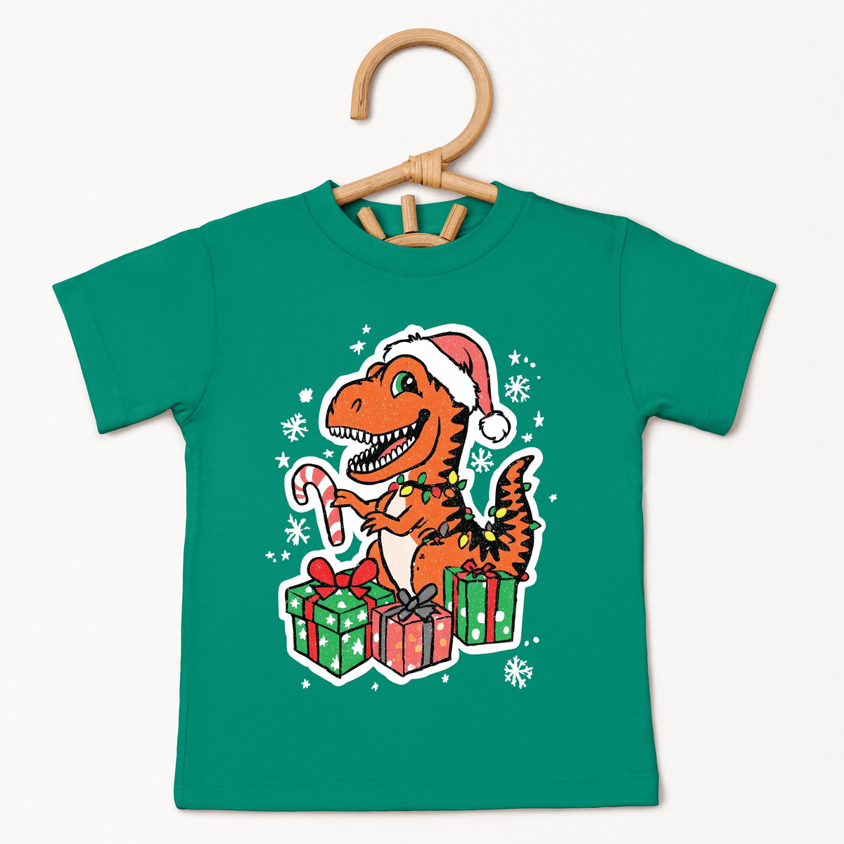 Orange Dinosaur Christmas - Toddler Short Sleeve Graphic T-Shirt