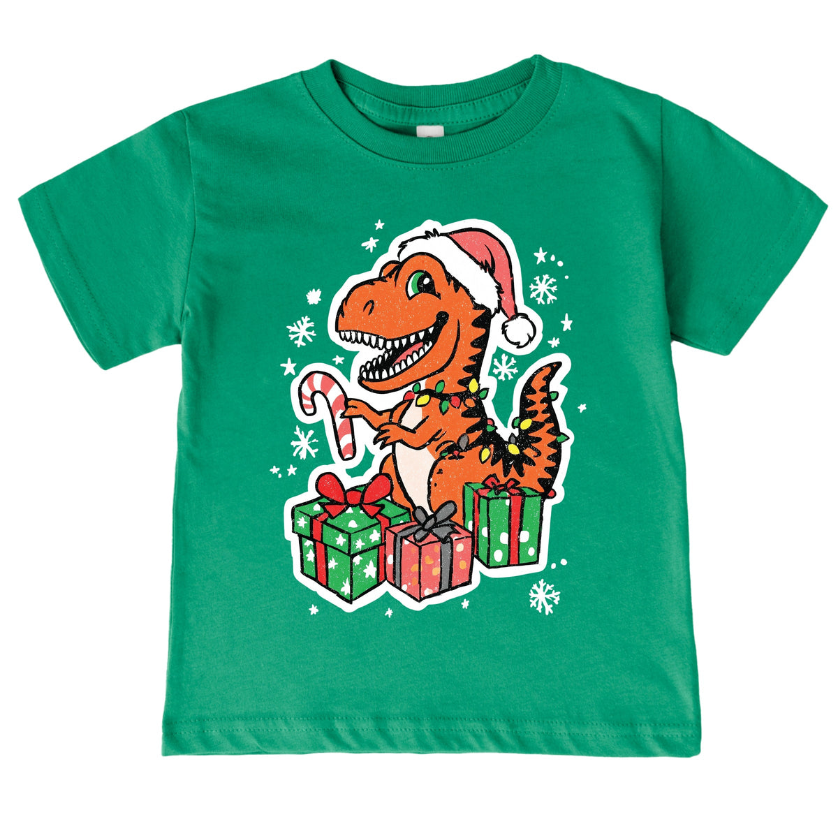 Orange Dinosaur Christmas - Toddler Short Sleeve Graphic T-Shirt