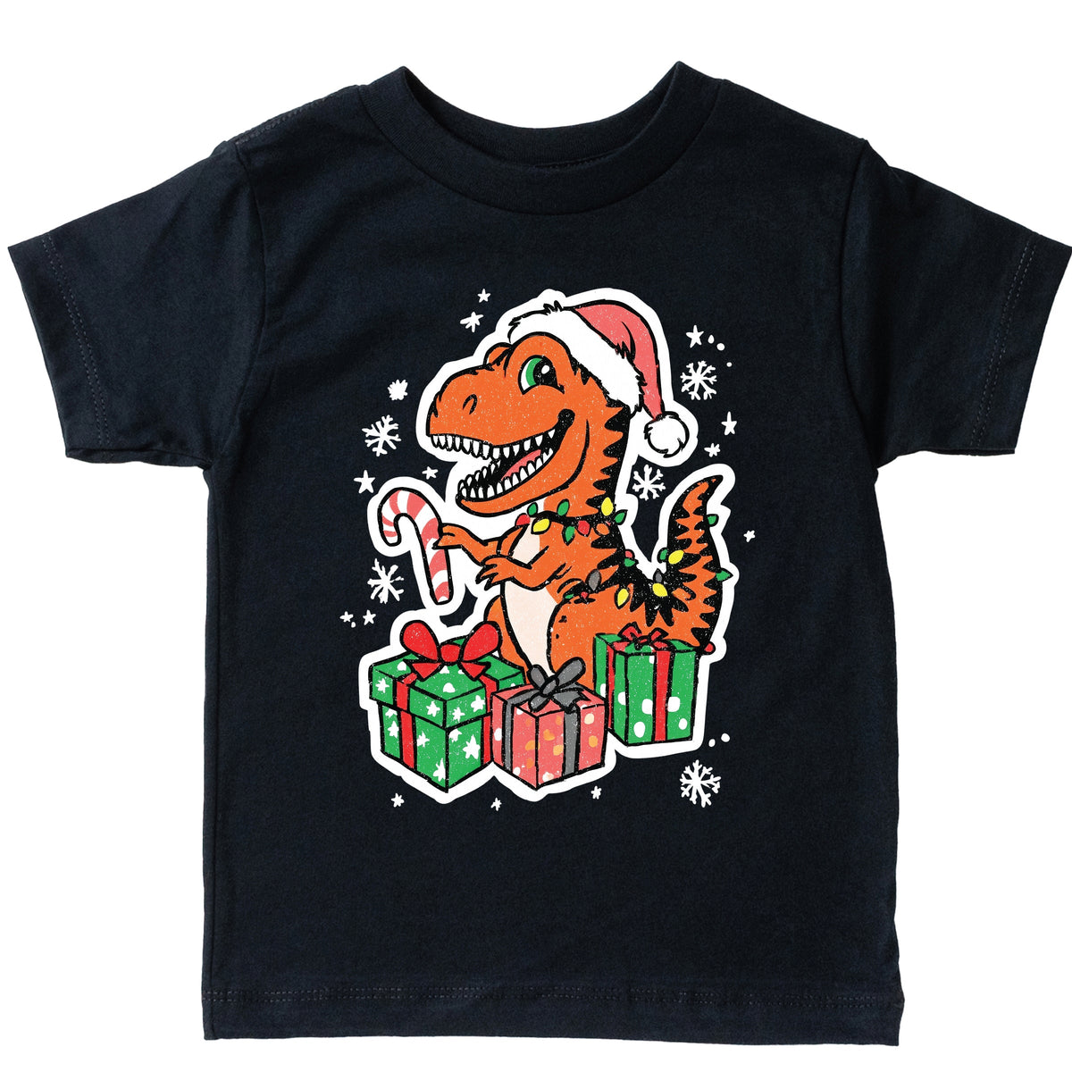 Orange Dinosaur Christmas - Toddler Short Sleeve Graphic T-Shirt