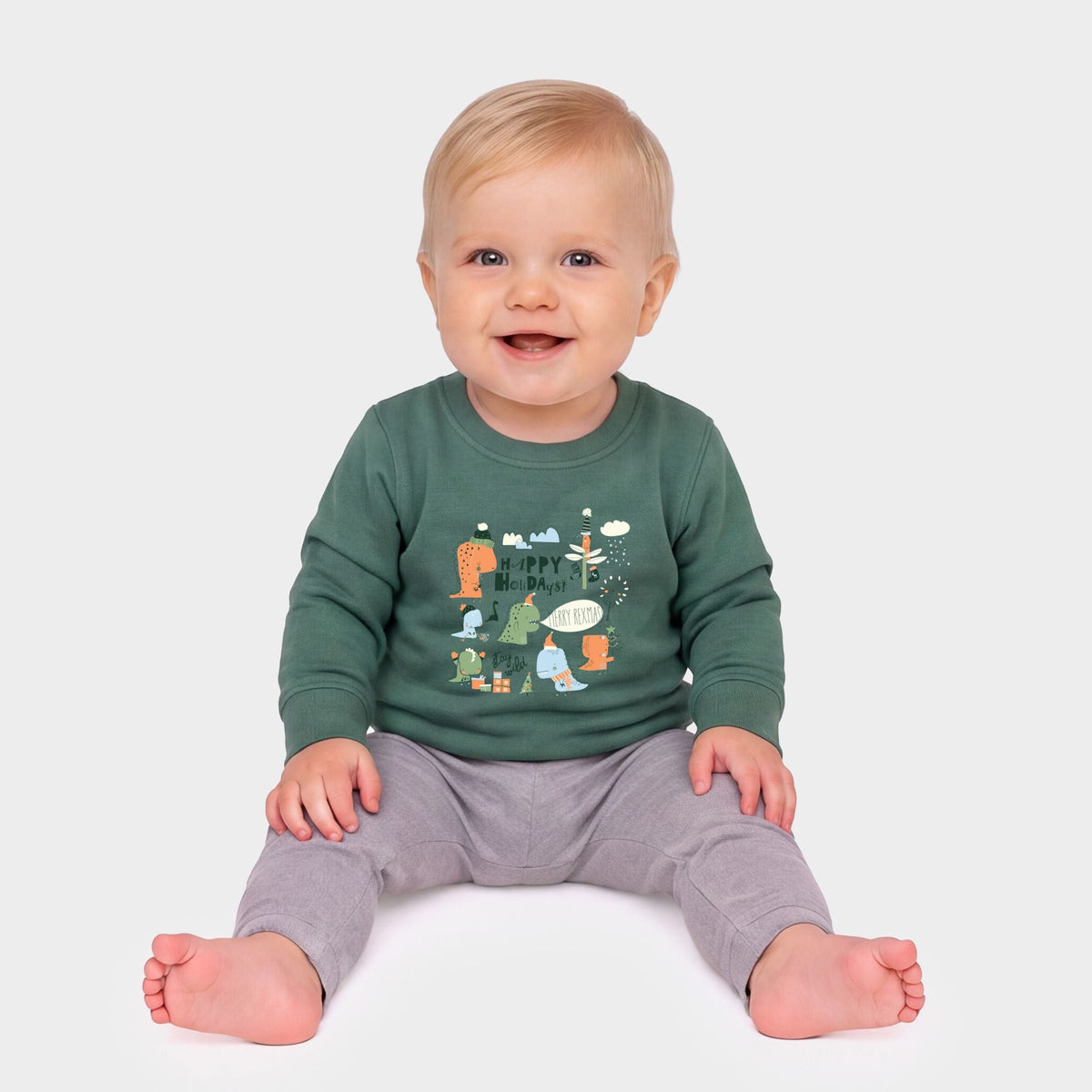 Happy Holidays Dinosaurs - Infant Crew Fleece Sweatshirt