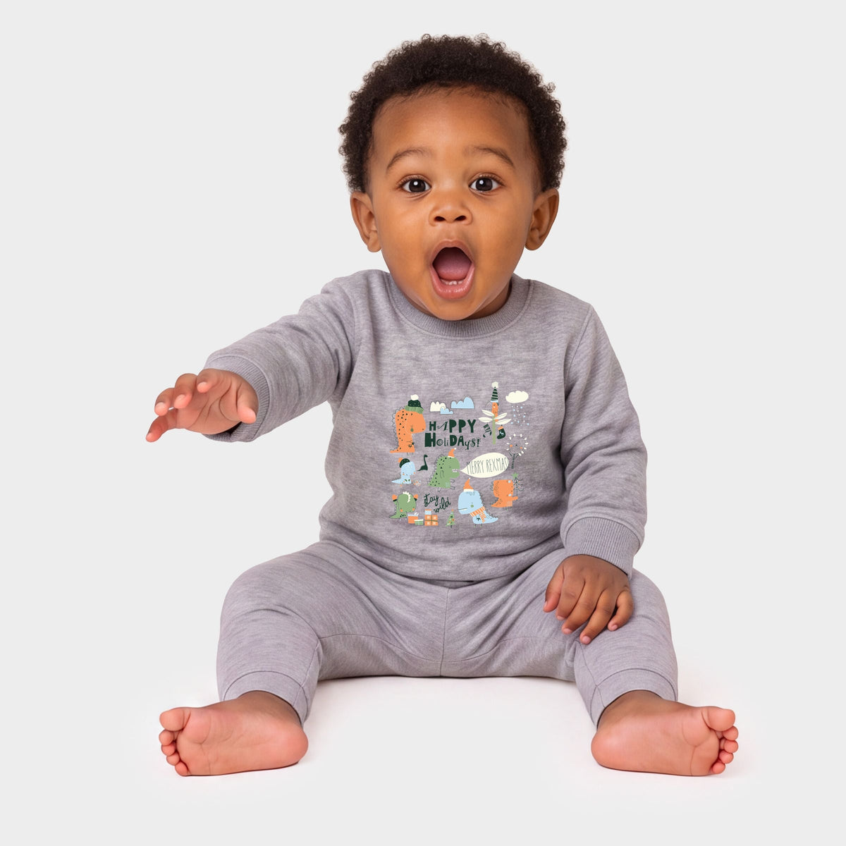 Happy Holidays Dinosaurs - Infant Crew Fleece Sweatshirt