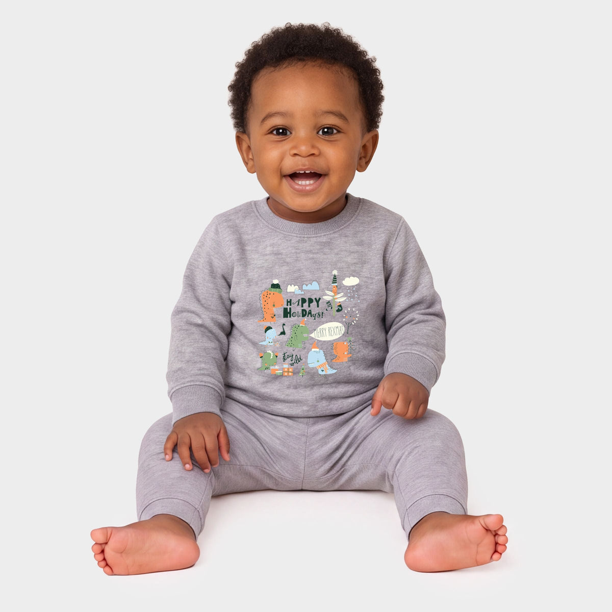 Happy Holidays Dinosaurs - Infant Crew Fleece Sweatshirt