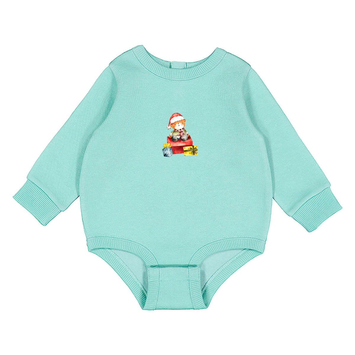 Watercolor Bear and Presents - Infant Fleece BodySuit
