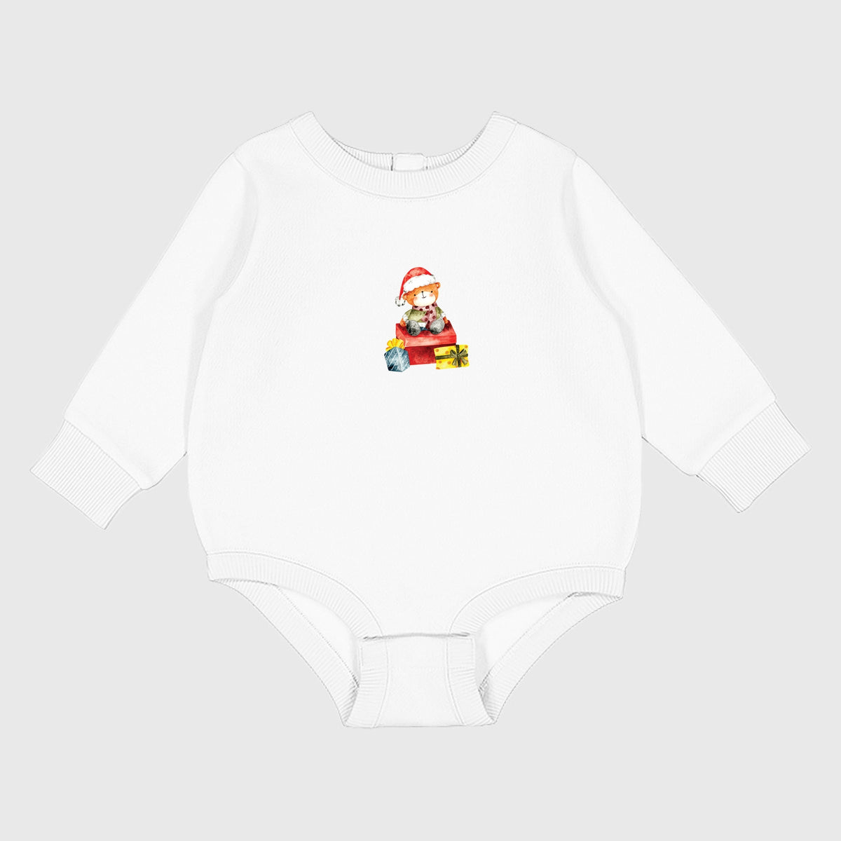 Watercolor Bear and Presents - Infant Fleece BodySuit