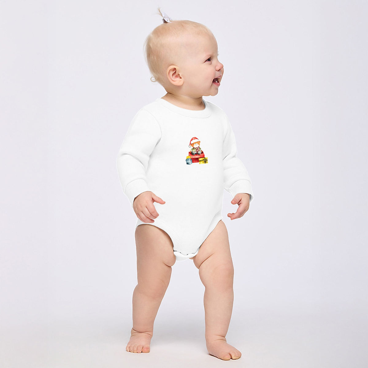Watercolor Bear and Presents - Infant Fleece BodySuit