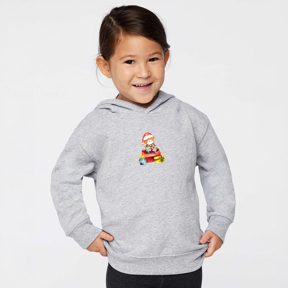 Watercolor Bear and Presents - Toddler Hoodie
