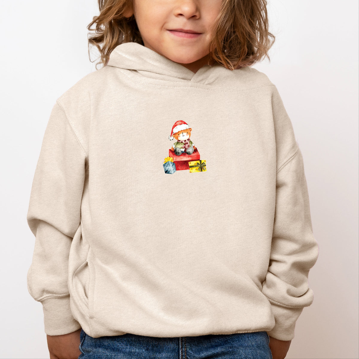 Watercolor Bear and Presents - Toddler Hoodie