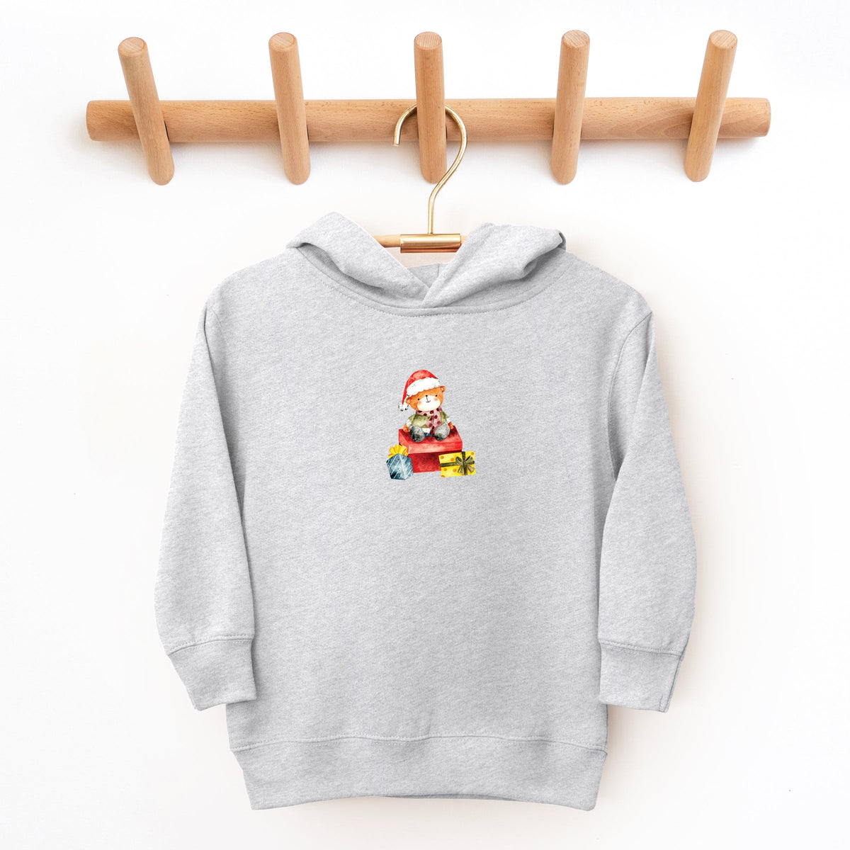 Watercolor Bear and Presents - Toddler Hoodie