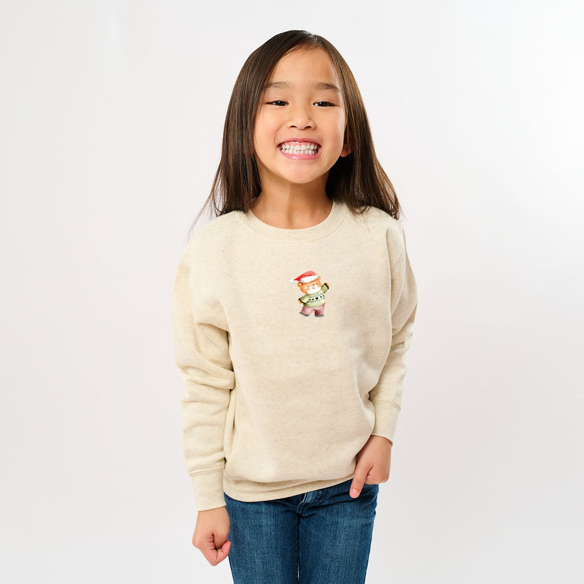 Watercolor Bear Green Sweater - Youth Graphic Sweatshirt