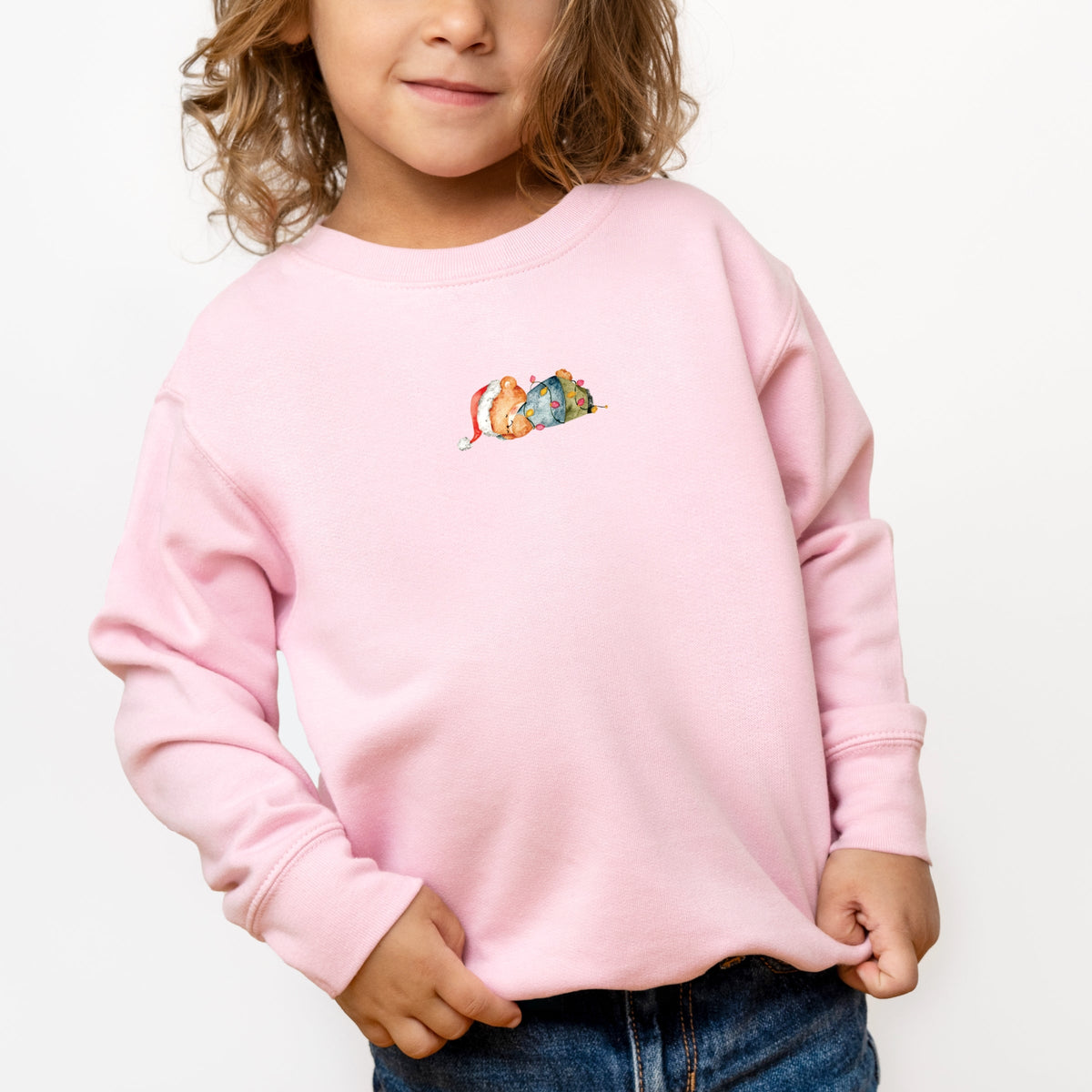 Watercolor Bear and Christmas Lights - Toddler Graphic Sweatshirt