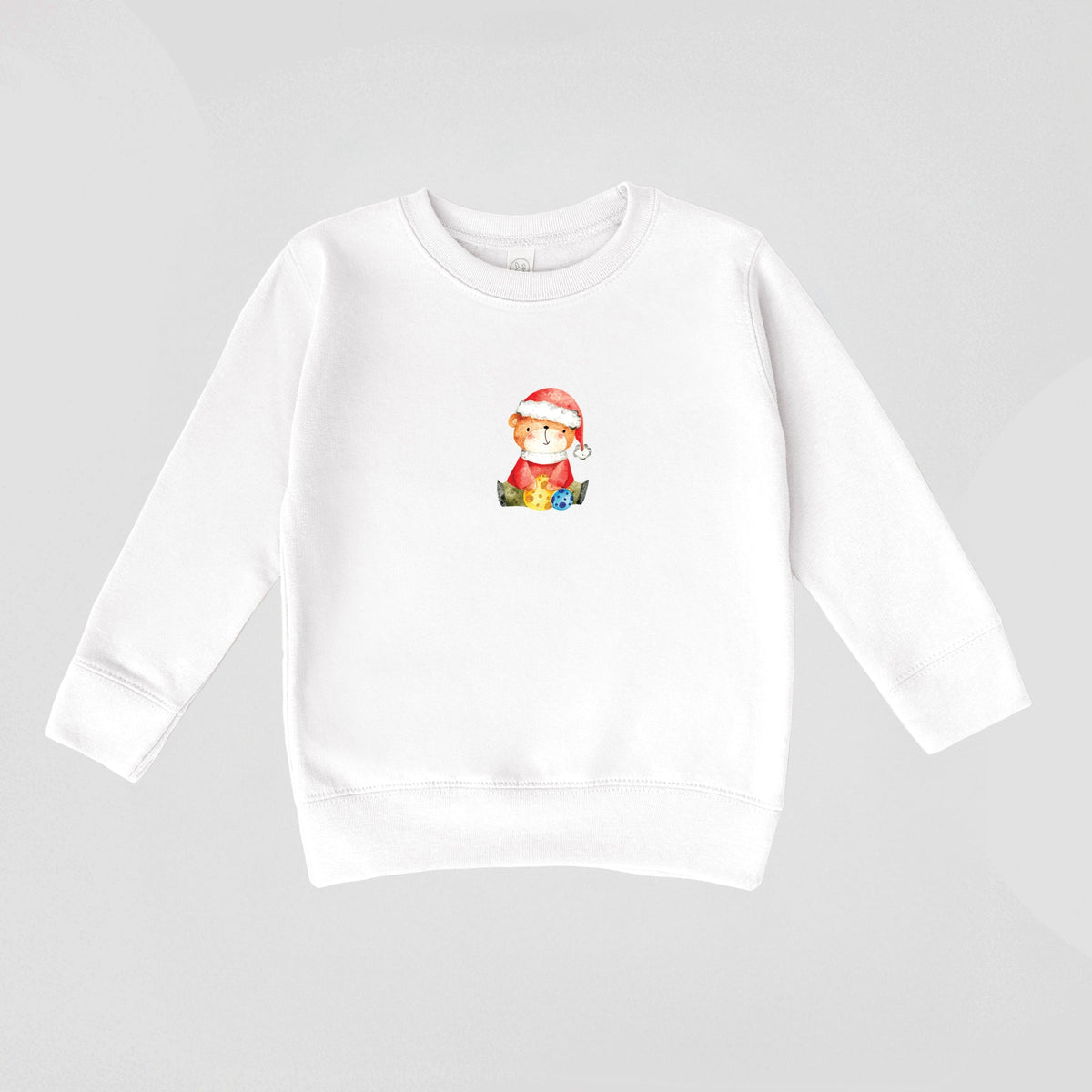 Watercolor Bear and Ornaments - Toddler Graphic Sweatshirt