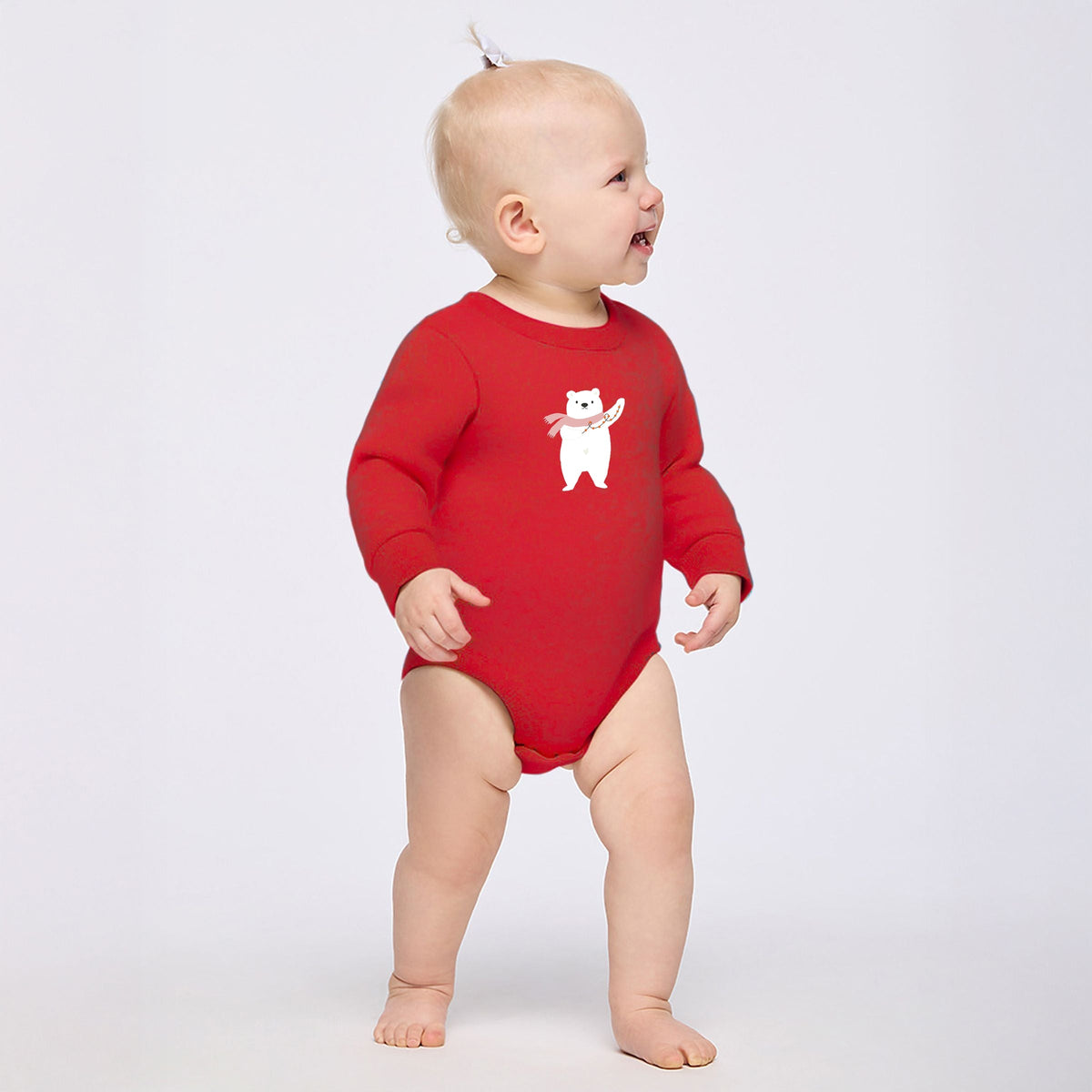 Polar Bear Christmas Lights - Infant Fleece BodySuit