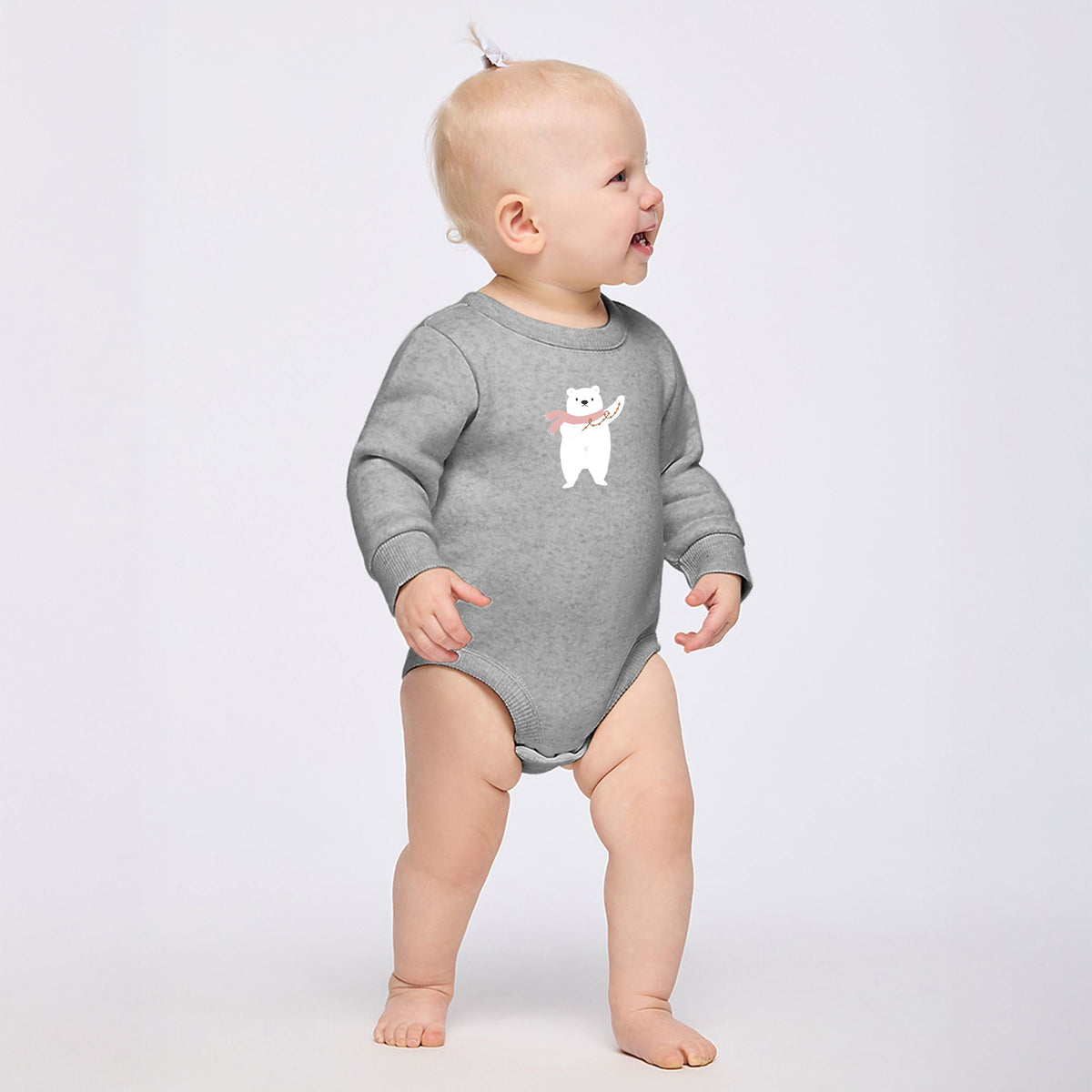 Polar Bear Christmas Lights - Infant Fleece BodySuit