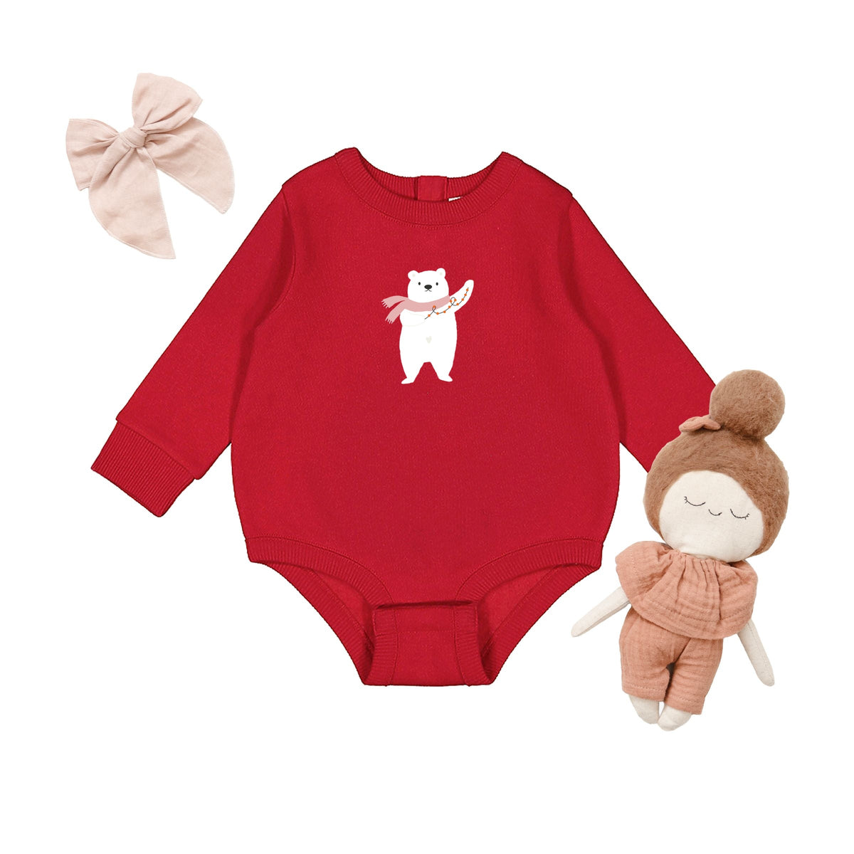 Polar Bear Christmas Lights - Infant Fleece BodySuit