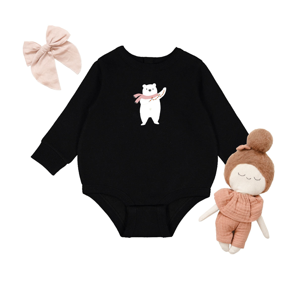 Polar Bear Christmas Lights - Infant Fleece BodySuit