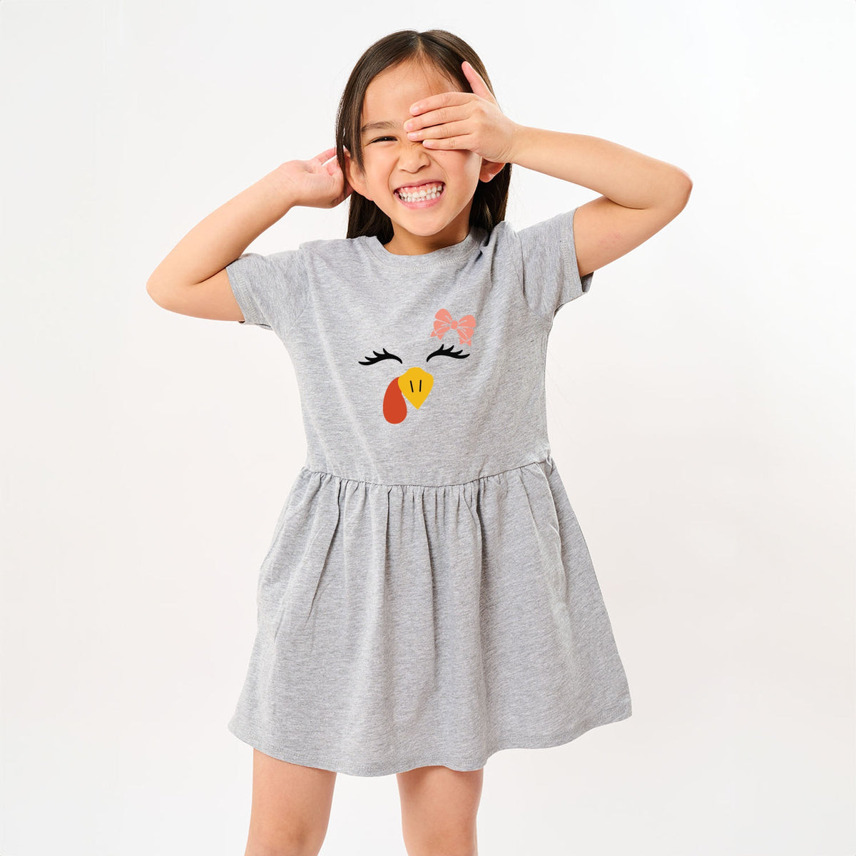 Turkey Face Bow  - Kids Toddler Dress
