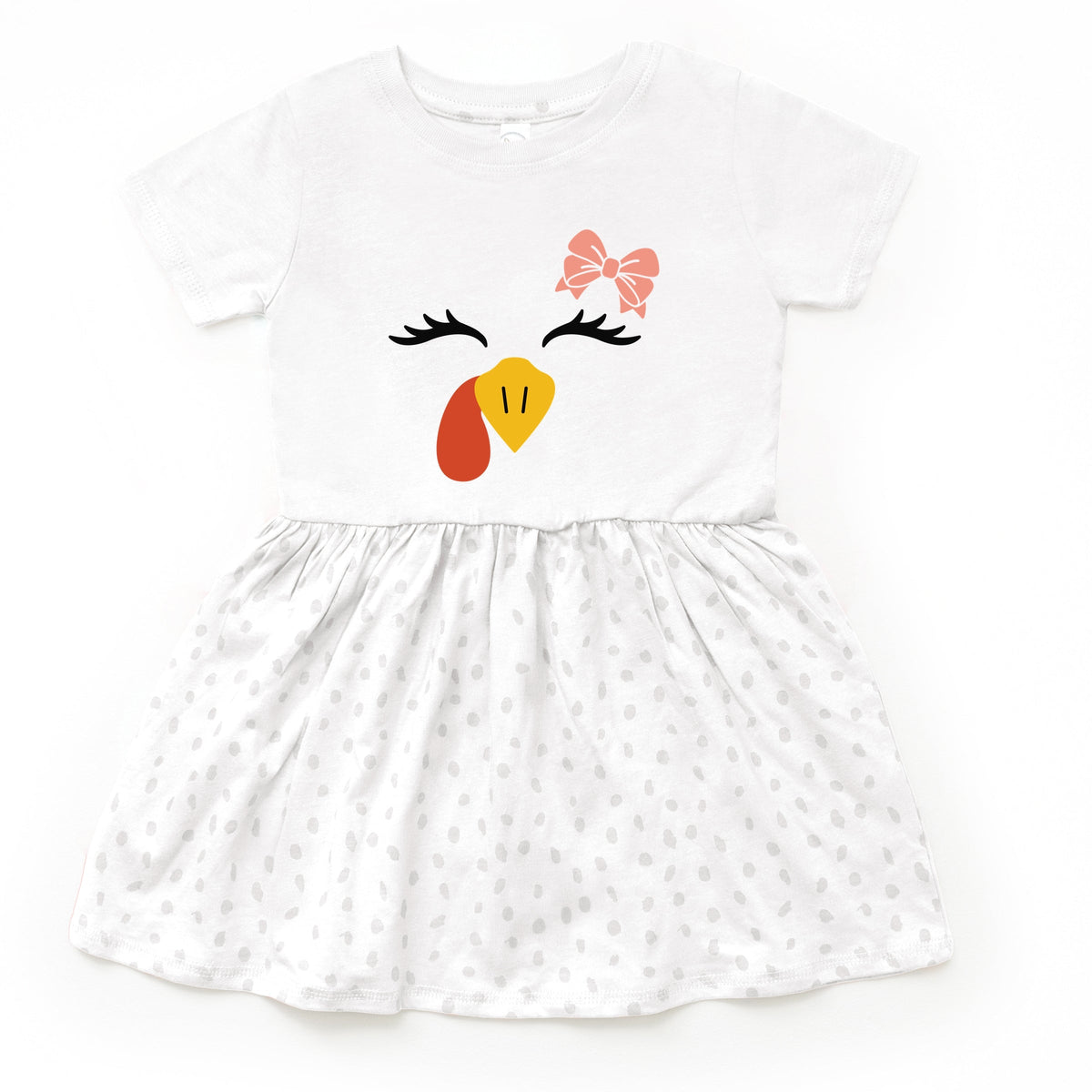 Turkey Face Bow  - Kids Toddler Dress