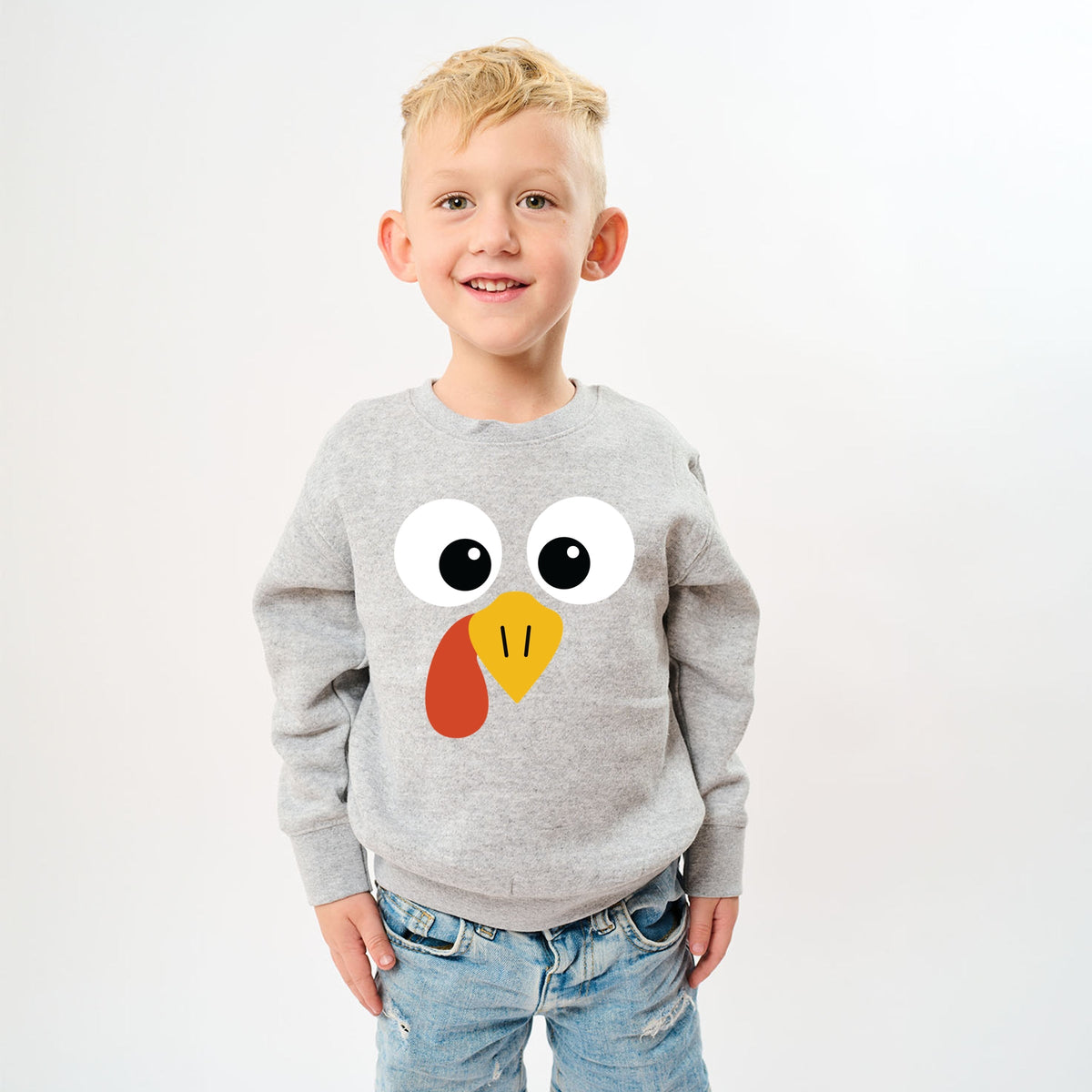 Turkey Face Big Eyes - Kid's Toddler Sweatshirt and Kid's Youth Sweatshirt