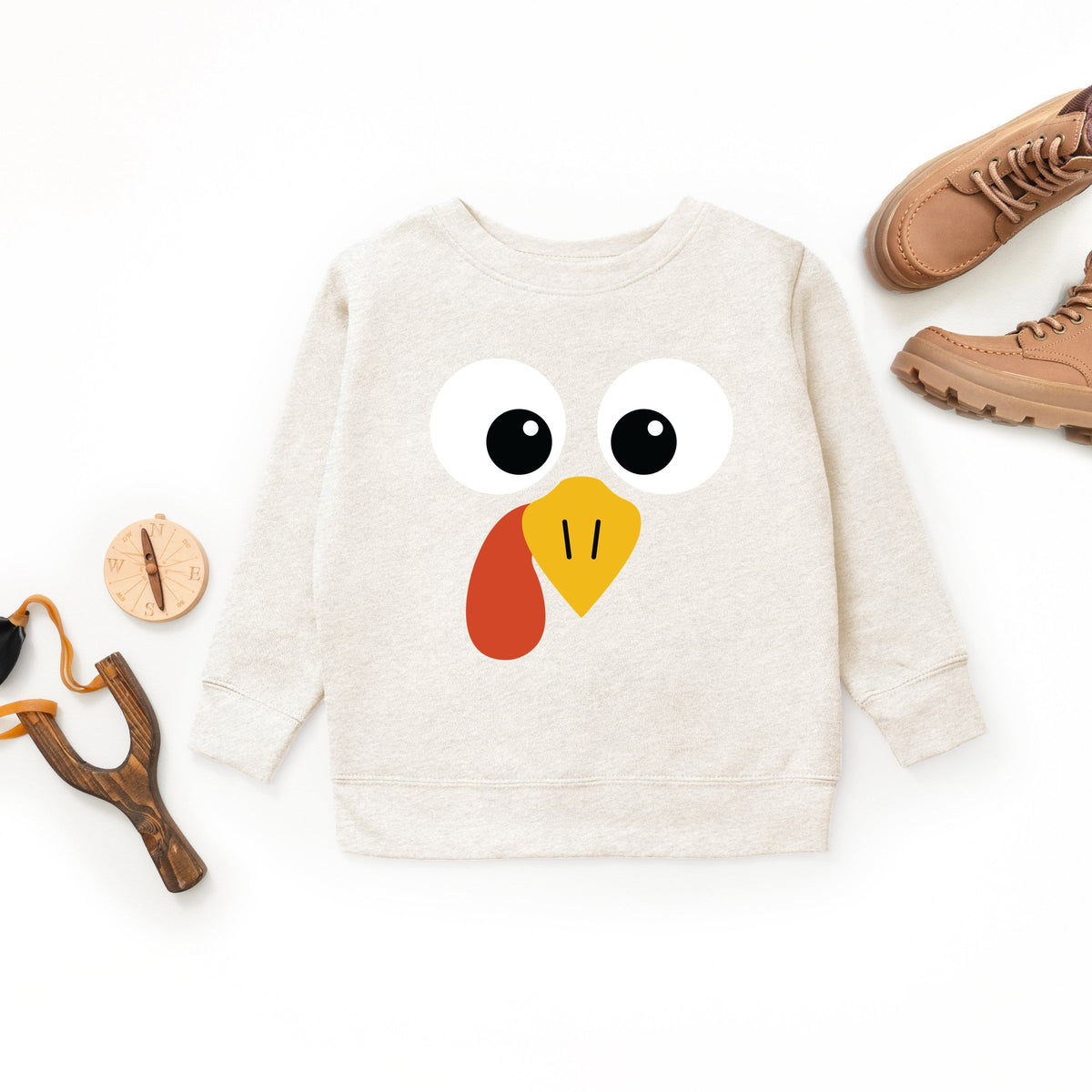 Turkey Face Big Eyes - Kid's Toddler Sweatshirt and Kid's Youth Sweatshirt