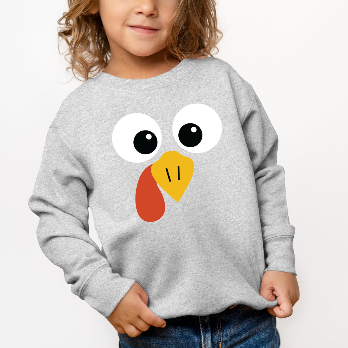 Turkey Face Big Eyes - Kid's Toddler Sweatshirt and Kid's Youth Sweatshirt