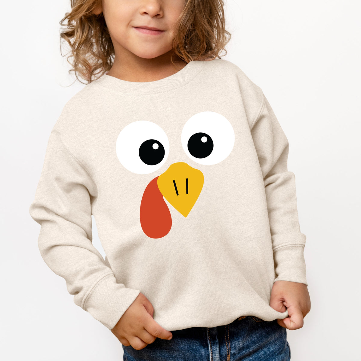 Turkey Face Big Eyes - Kid's Toddler Sweatshirt and Kid's Youth Sweatshirt