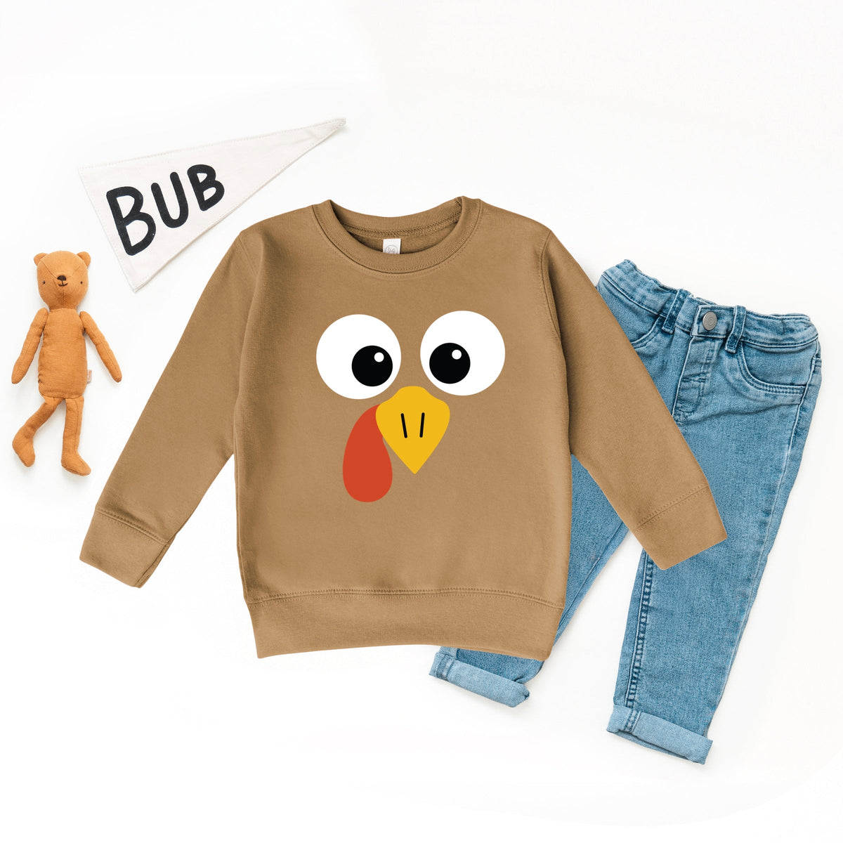 Turkey Face Big Eyes - Kid's Toddler Sweatshirt and Kid's Youth Sweatshirt