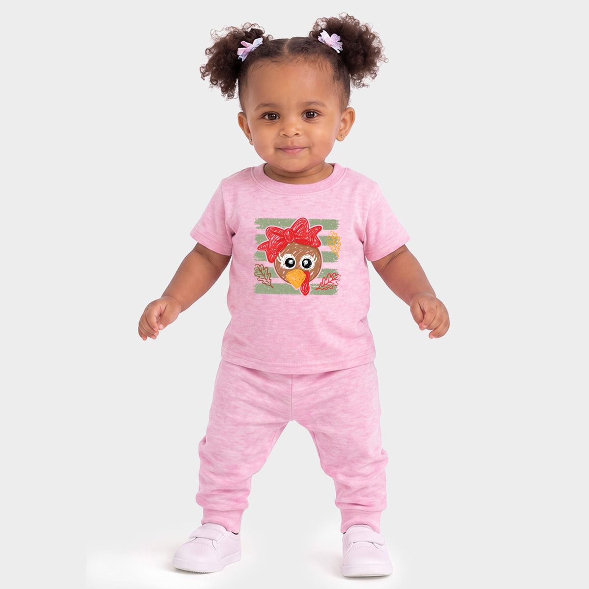 Hand Drawn Girl Turkey - Infant Jogger Pant Crew Set