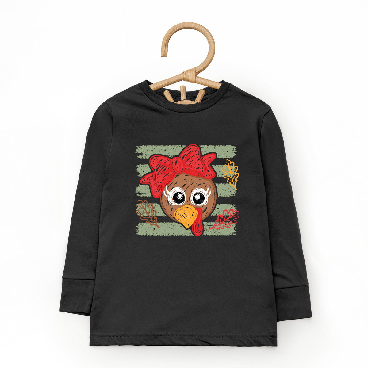 Hand Drawn Girl Turkey - Toddler Long Sleeve Graphic Tee