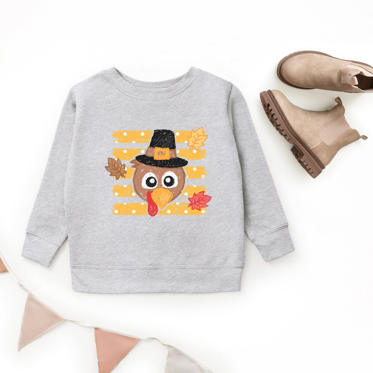 Hand Drawn Boy Turkey - Youth Graphic Sweatshirt