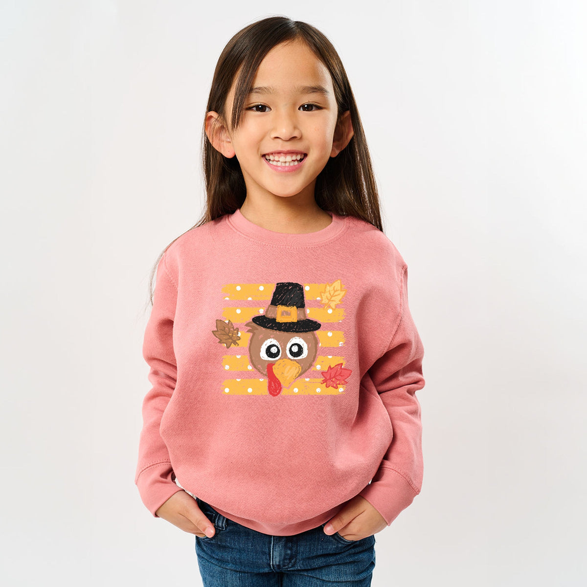 Hand Drawn Boy Turkey - Youth Graphic Sweatshirt