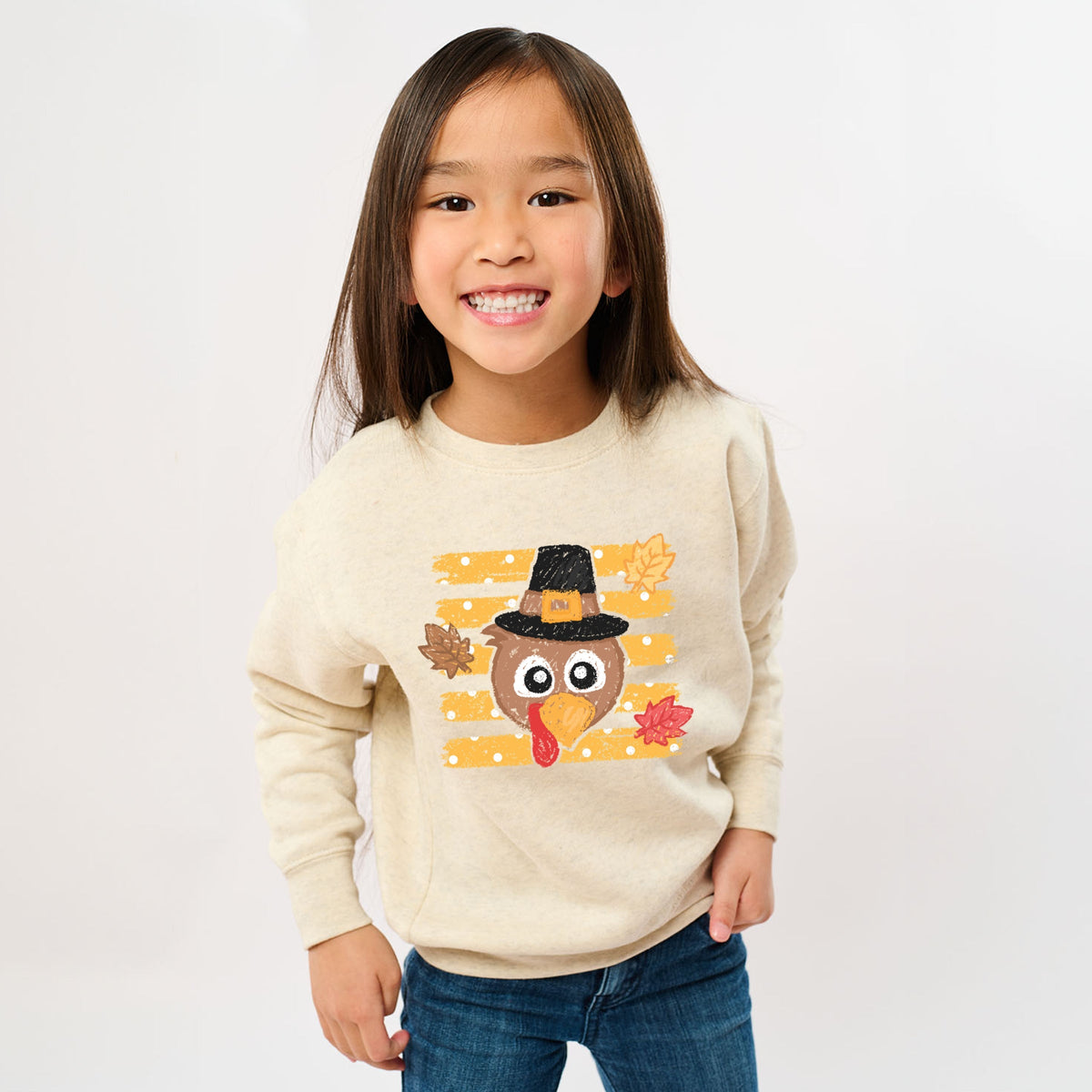 Hand Drawn Boy Turkey - Youth Graphic Sweatshirt