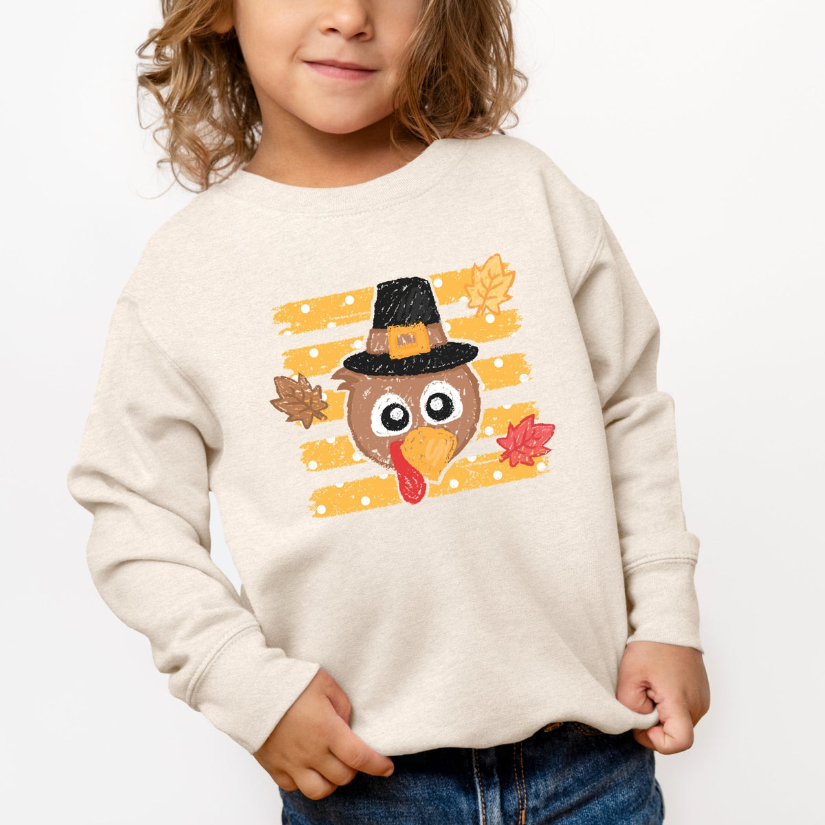 Hand Drawn Boy Turkey - Toddler Graphic Sweatshirt