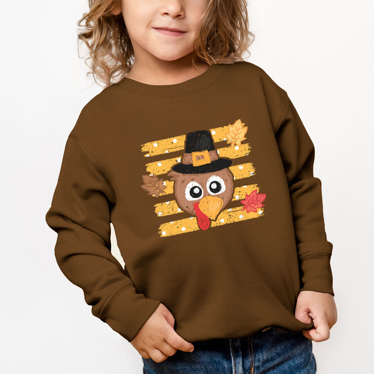 Hand Drawn Boy Turkey - Toddler Graphic Sweatshirt