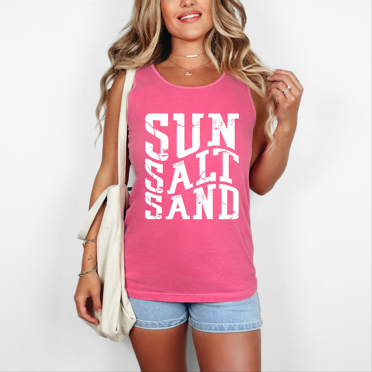 Sun Salt Sand Wavy - Womens Garment Dyed Tank
