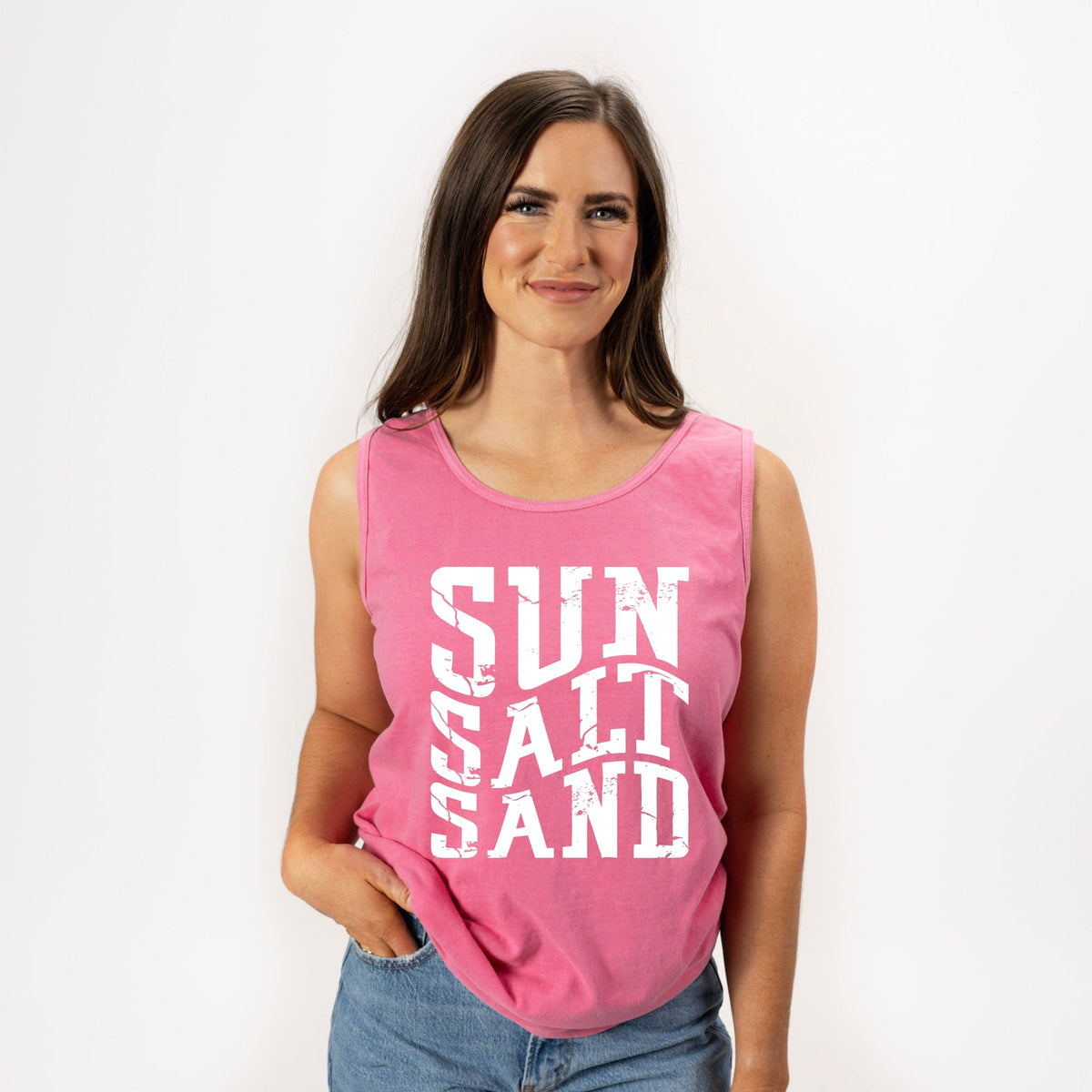 Sun Salt Sand Wavy - Womens Garment Dyed Tank