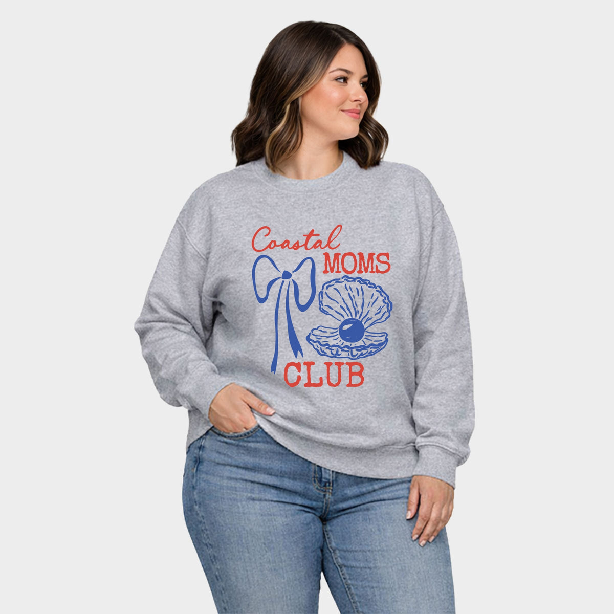 Coastal Moms Club Outline - Women's Plus Sized Graphic Sweatshirt