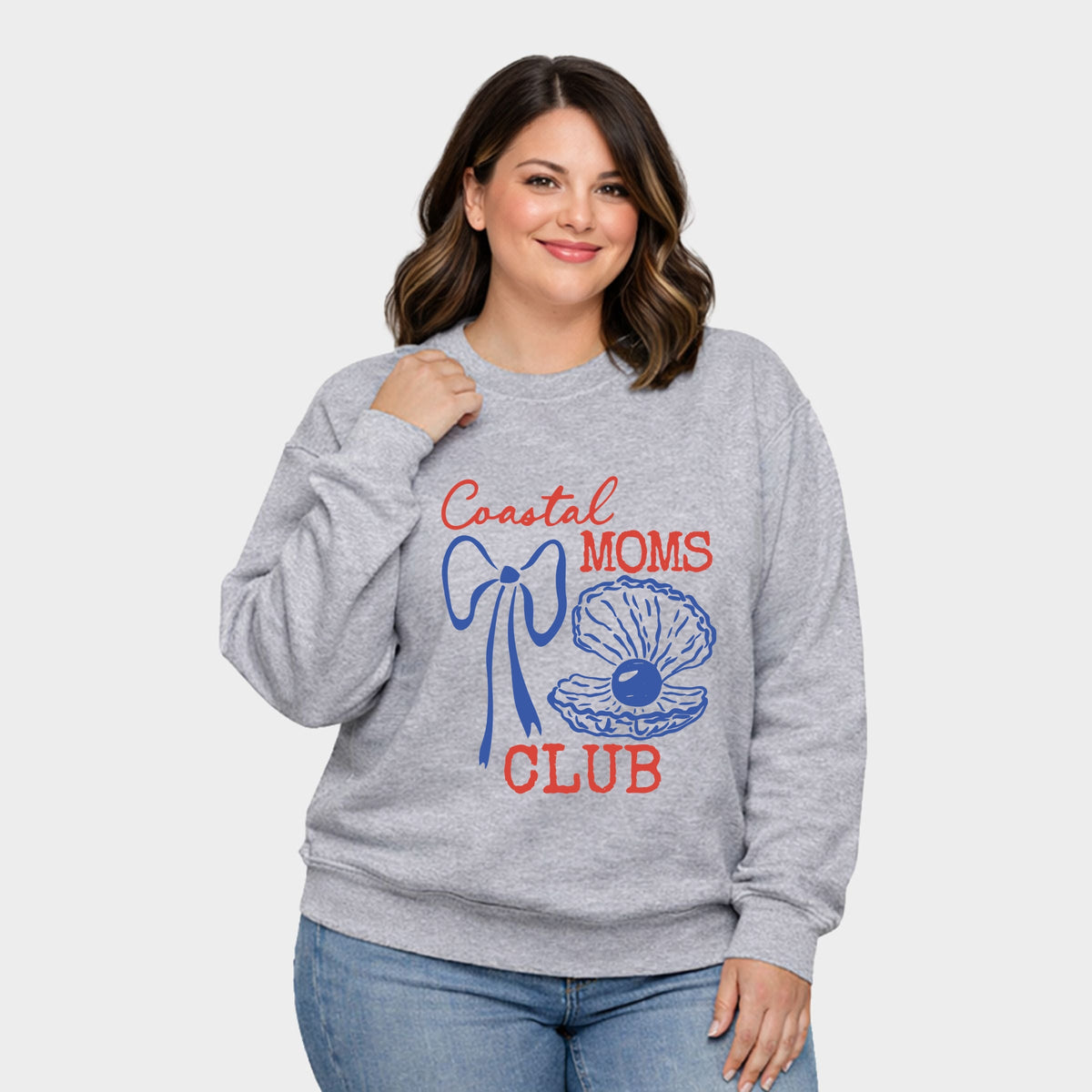 Coastal Moms Club Outline - Women's Plus Sized Graphic Sweatshirt