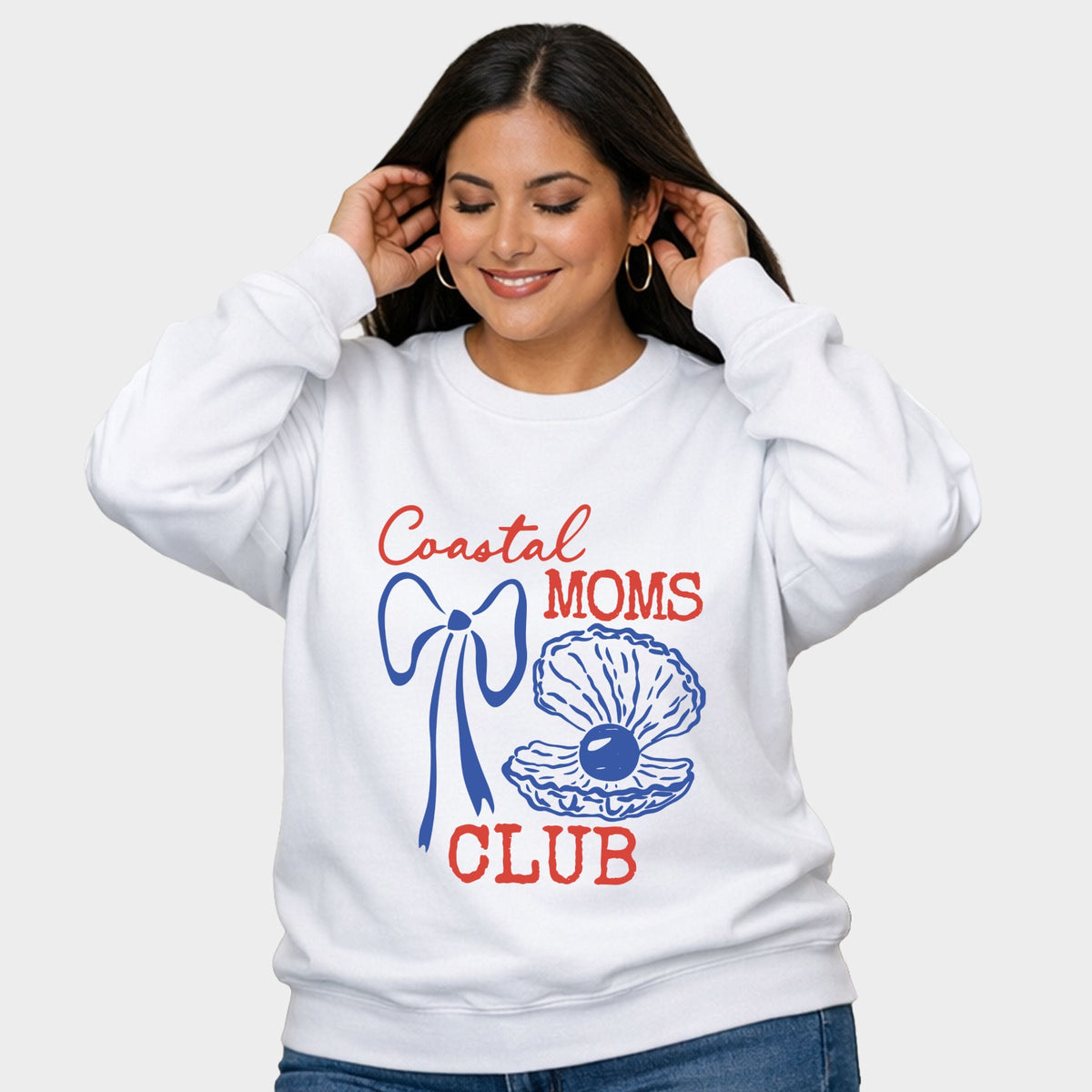 Coastal Moms Club Outline - Women's Plus Sized Graphic Sweatshirt