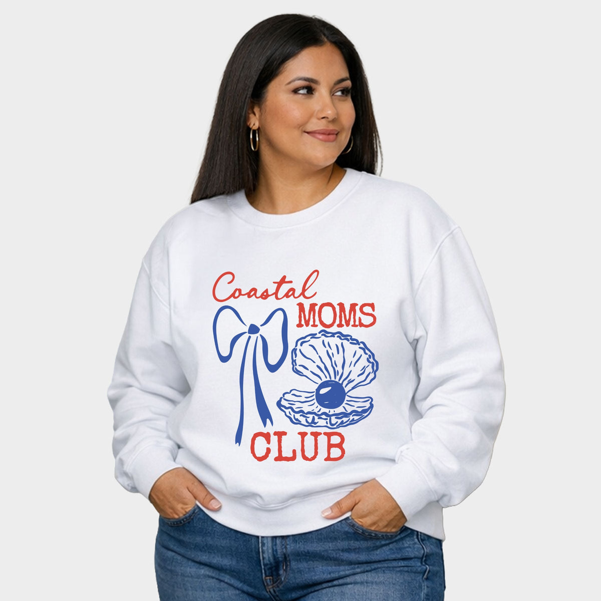 Coastal Moms Club Outline - Women's Plus Sized Graphic Sweatshirt