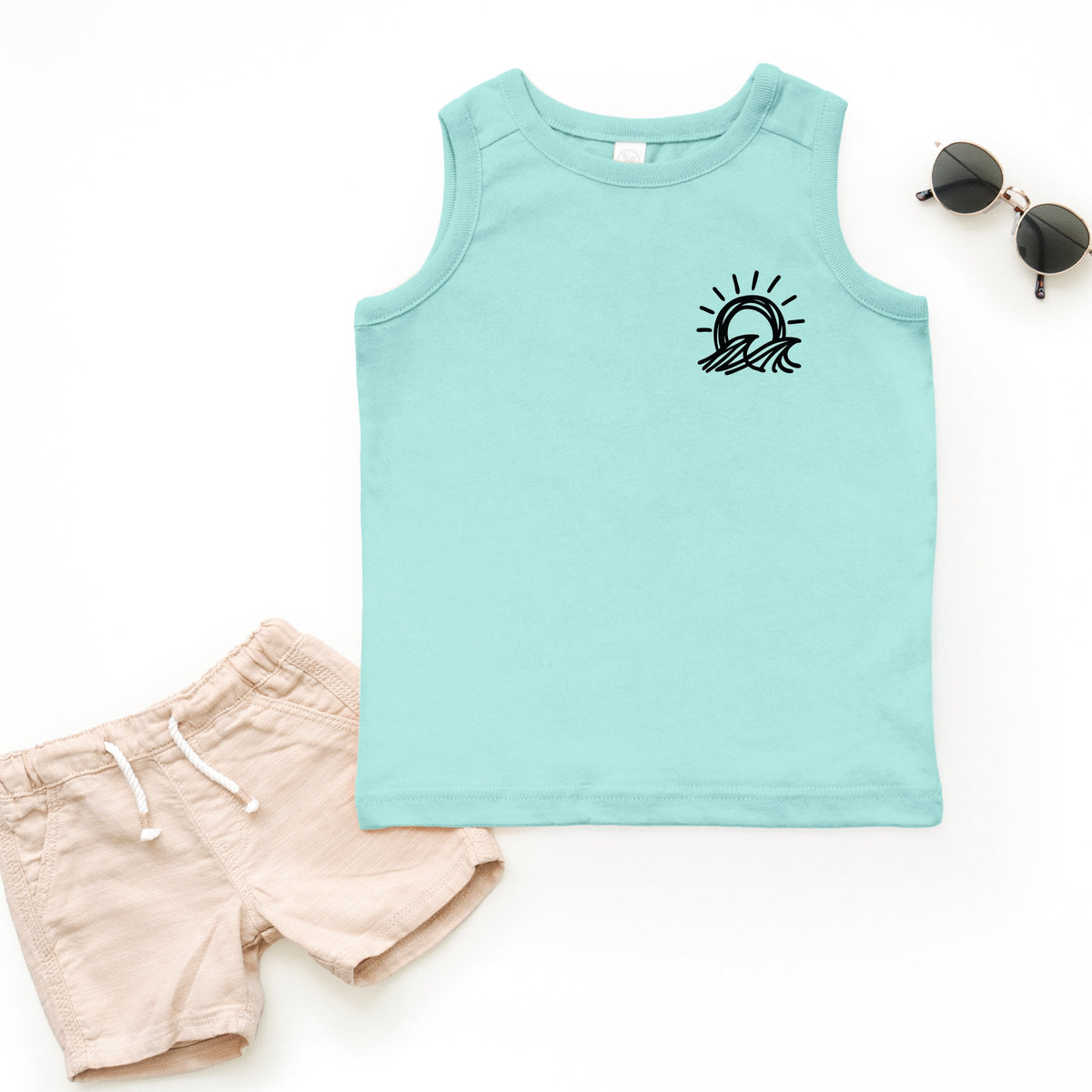 Sun and Waves Sketch - Toddler Graphic Tank