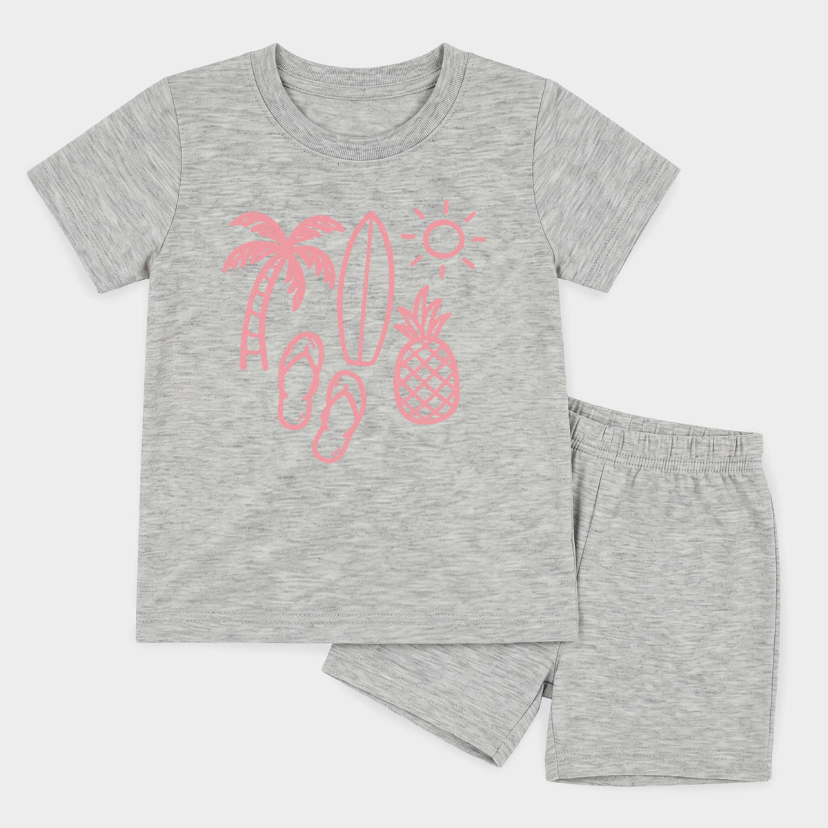 Beach Elements Outline - Toddler Crew Shorts Set