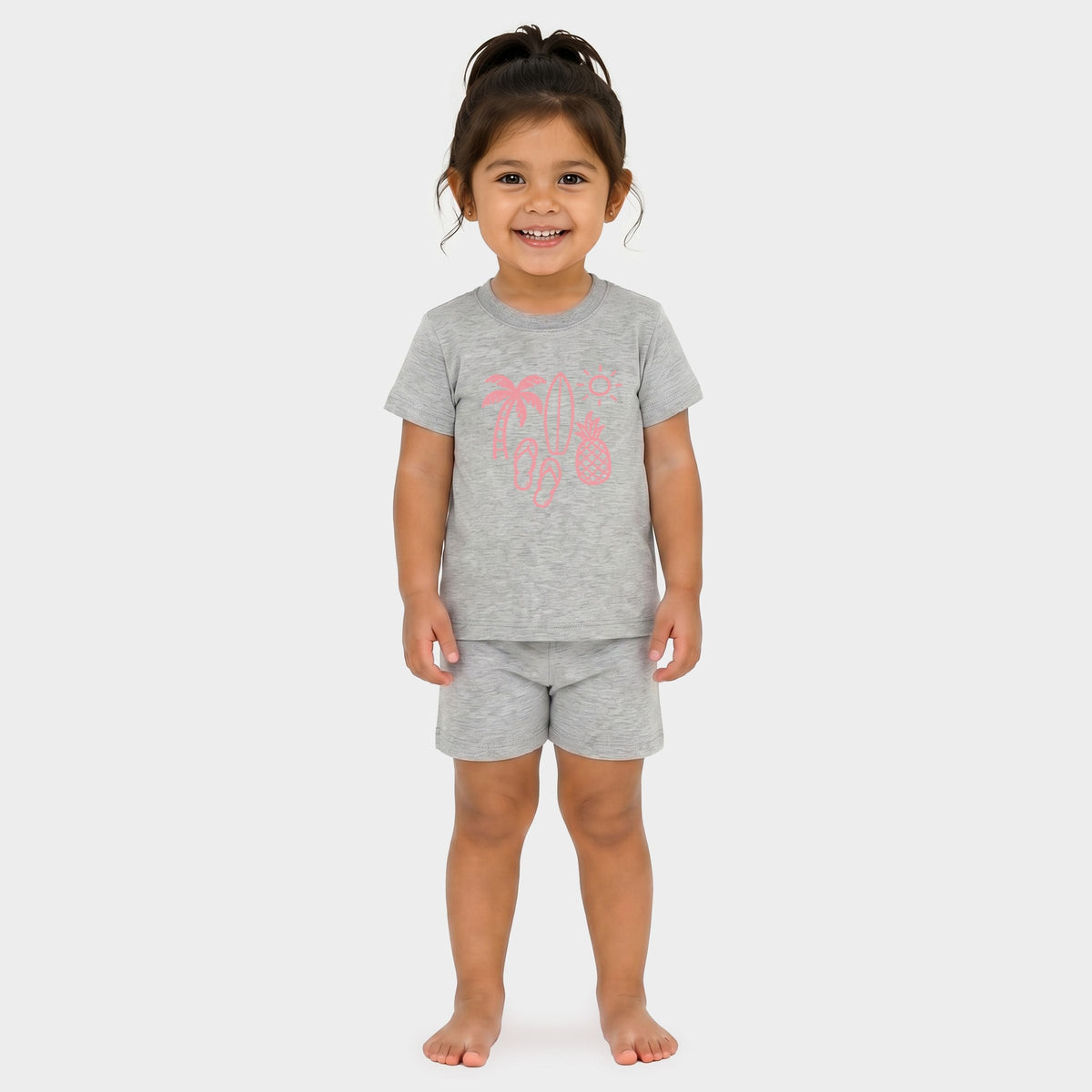 Beach Elements Outline - Toddler Crew Shorts Set