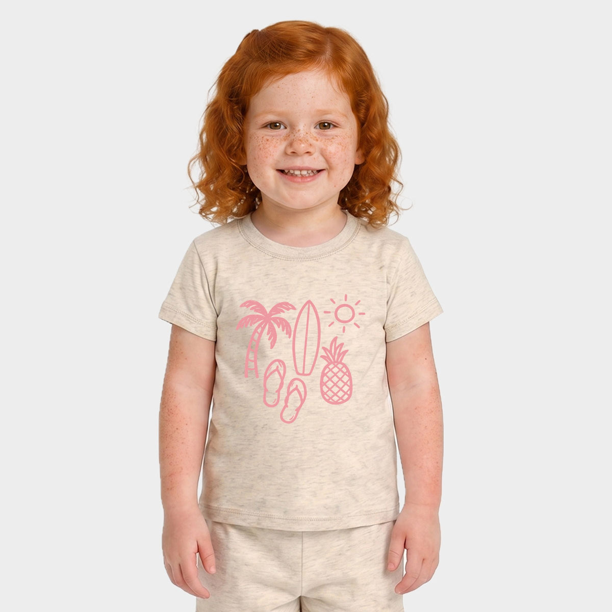 Beach Elements Outline - Toddler Crew Shorts Set