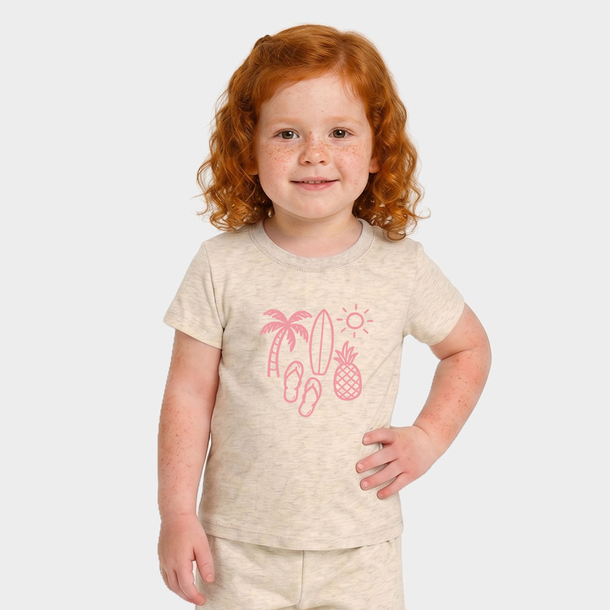 Beach Elements Outline - Toddler Crew Shorts Set