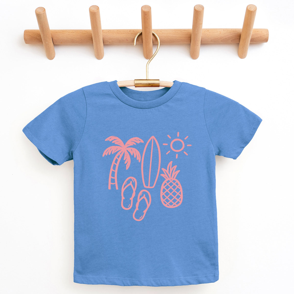 Beach Elements Outline - Youth Short Sleeve Graphic T-Shirt