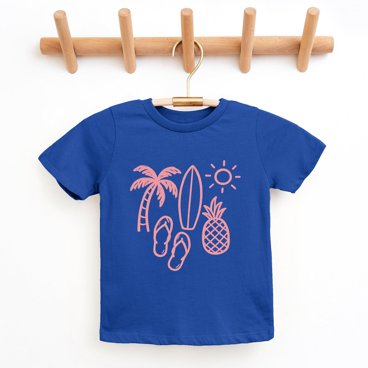 Beach Elements Outline - Youth Short Sleeve Graphic T-Shirt