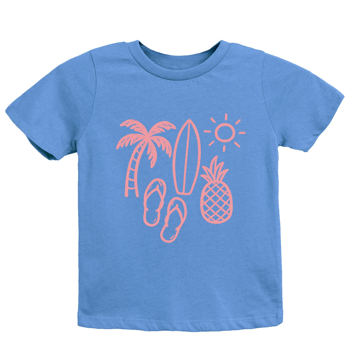 Beach Elements Outline - Youth Short Sleeve Graphic T-Shirt
