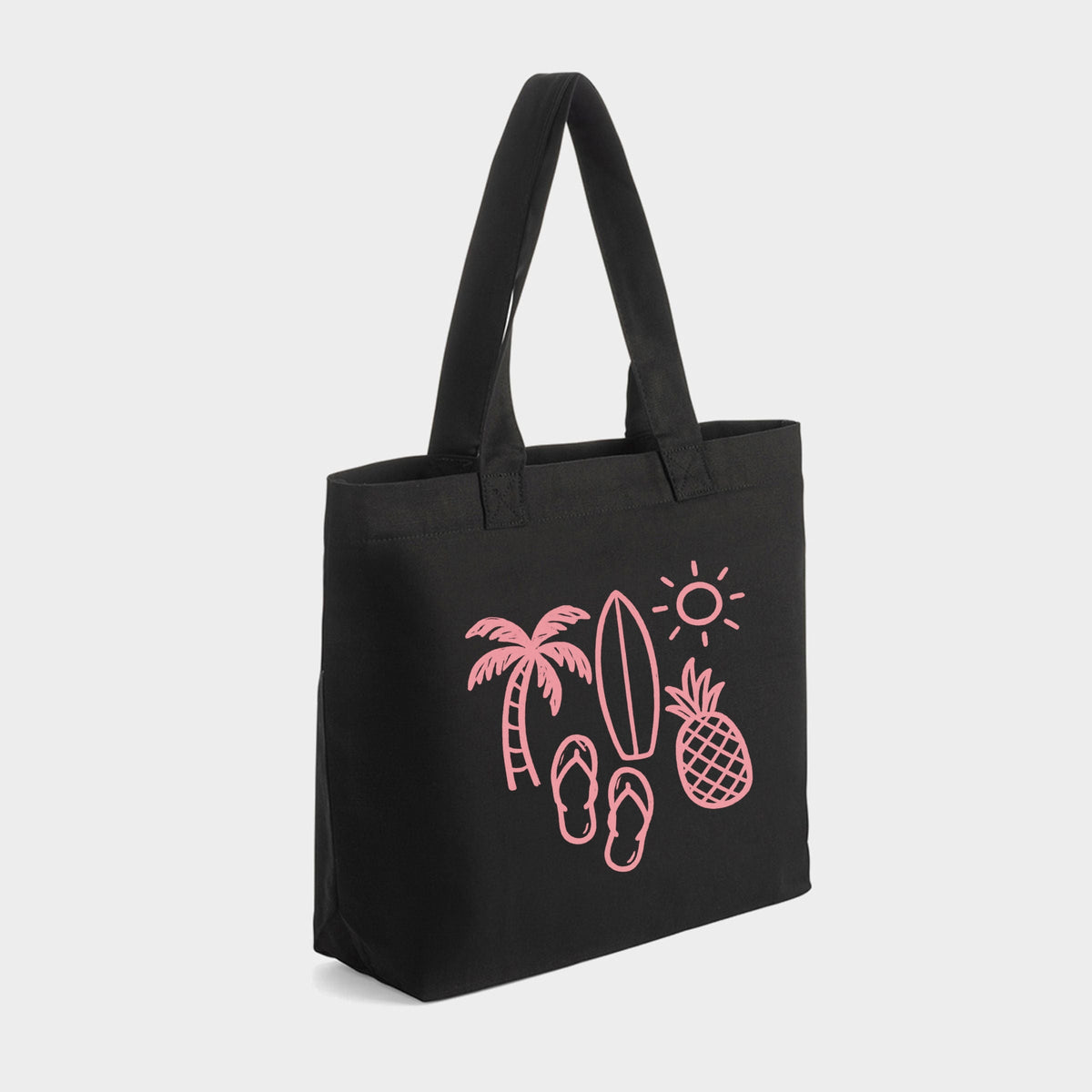 Beach Elements Outline - Zippered Canvas Tote